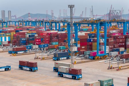 High automated container terminal in port Qingdao Shandong, China