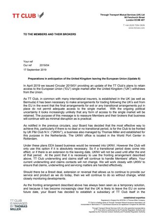 Brexit circular: 19 September 2019
