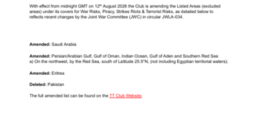War risks circular August 2026