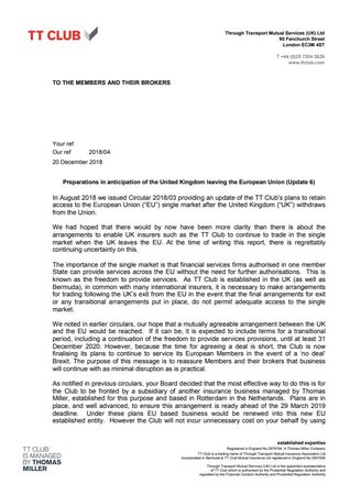 Brexit circular: 20 December 2018