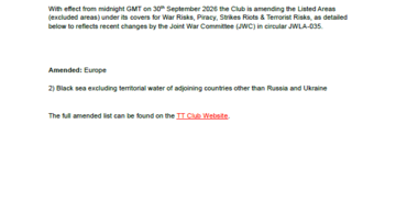 War risk exclusions circular - September 2026