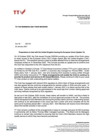 Brexit circular: 20 January 2021