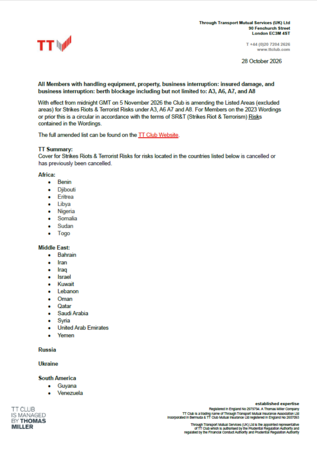 War Risk exclusions circular - A3-A6-A-A8 - October 2026