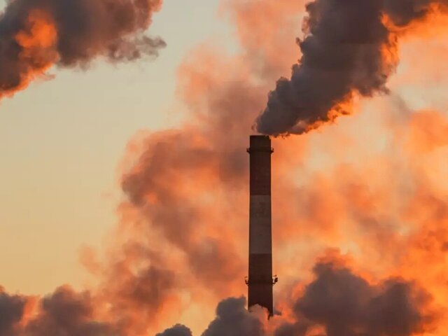 smoke rises into the sky