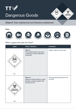 Dangerous goods quick reference guides - Class 6: Toxic substances and infectious substances