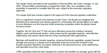 Merger of TT Club and UK P&I Club – Member Approval